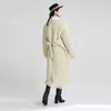 Płaszcze damskie okopy 2023. Japończyk Japoński projektant mody Crewneck Pasek Ringer Dress Lose i cienkie długie bawełniane ubrania Kobiety