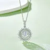 Round moissanite necklace for women in 925 sterling silver with deluxe surround brilliant cut diamond collar chain