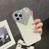 3D Aşk Kalp Bling Pırlanta Kılıfları İPhone 15 Plus 14 13 Pro Max 12 11 X XR XS 8 7 6 SE2 Lüks Moda Jöle Katı Kristal Yumuşak Tpu Rhinestone Kız Kadın Telefon Arka Kapak