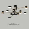 Żyrandole Kobuc Nordic Metal Chandelier LED LED LED 4/6/8 Głowa 3 Dim Black Montain for Salon Jadal Sypial