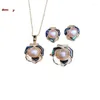 Collana Orecchini Set Perle d'acqua dolce Anelli Pendenti Conchiglia di abalone Xiangshan all'ingrosso in tre pezzi