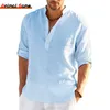 Mens Casual Shirts Blusa Informal de Algodon y Lino Para Hombre Camisa Holgada de Manga Corta Para Primavera otono y Verano Nueva 230413