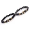 Strand 2 Pcs/set White Black Lava Stone Beads Bracelets Couple Imperial Healing Balance Bracelet Jewelry Gift For Lover Women M