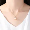 Pearl Pendant Necklace Jewelry Charm Women Micro Set Zircon Flower S925 Silver Necklace Plated 18k Gold Collar Chain for Women Wedding Party Valentine's Day Gift SPC