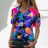 Camicette da donna Camicie hawaiane da donna Fiori Foglie Ananas Camicetta da spiaggia per le vacanze Camicia da vacanza Top e bluse da donna