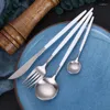 Servis uppsättningar bestick set rostfritt stål gaffel knivsked vit silver västra te dessert köksredskap