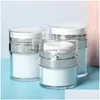 포장 병 도매 15 30 50 g ml 진주 흰색 아크릴 0.5oz airless round round vacuum lotion cream jar cosmetic press press refil refil dhzph