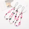 DIY Cell Phone Case Charm Chain Anti-Lost Wrist Straps Handmade Bracelets Acrylic Lanyard Butterfly Keychain Beaded Colorful Hanging Cord Universal