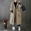 معاطف الخندق النسائية 2023 خريف امرأة طويلة معطف الخندق الأزياء الكورية الشارع الشارع فضفاضة عباءة غير رسمية khaki khaki Black Windbreaker Coat Newl231113