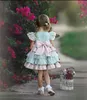 Mädchenkleider 0-12y Baby Mädchen Sommer grün rosa Vintage Spanische Ballkleid Lolita Prinzessin Spitzenkleid für Urlaub Casual 230413