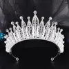 Haarspeldjes Luxe Kristal Bruiloft Tiara Strass Bruidskroon Zilver Kleur Diadeem Sluier Tiara Bruid Accessoires Hoofddeksel