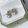 Orecchini a bottone HENGSHENG 8-9mm Akoya argento perle blu moda alla moda perla rotonda 925 sterling per regalo di gioielli da donna