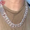 Ожерелья, роскошные рэперы, цепочка из розового золота 24 мм, изумрудная огранка, муассанит, кубинская цепочка, мужская цепочка в стиле хип-хоп, Майами