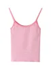 Camisoles Tanks Puwdカジュアル女性ピンク縞模様のソフトコットンタンク夏のファッションレディースヴィンテージスリムショートトップ