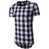 Men's T Shirts 2023 Brand Oversized Shirt T-shirt Side Zipper Hip Hop Hipster Plaid Pullover Tshirt Fashion Streetwear