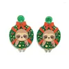 Dangle Earrings Glitter Acrylic Christmas Holiday Wreath Bow Pet For Women 2023 Cute Gifts Jewelry Wholesale