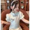 Dziewczyna sukienki Summer Baby Girls 'Sukienka dla dzieci w chińskim stylu krótkie rękawie hanfu tang garnitur girt cheongsam