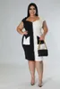 Plus size jurken vrouwen 5xl jurk patchwork rits bodycon elegant 2023 zomeravond feestjes rokken dame mode groothandel kleding