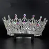 Hårklipp lyxiga vintage Big Wedding Crown pannband Brudtiara Party Show Pageant Accessories Full Rhinestone Claw Chain C28