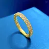 Pierścienie klastrowe Spring Qiaoer 18K Gold Plate 925 Srebrny Srebrny Wysokowy Diament Diamentowy Weddel dla kobiet Fine Jewelry