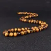 Pendentif Colliers 6/8mm Naturel Tiger Eye Pierre Perles Hommes À La Main Vintage Onyx Perle Collier Parti Bijoux Cadeau