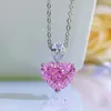 Lovers Heart Topaz Diamond Pendant 100% Real 925 Sterling Silver Wedding Pendants Necklace For Women Promise Engagement Jewelry