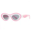 Солнцезащитные очки уличная стрельба из овальных женщин 2023 тренд мода y2k хип -хоп панк зеленый розовый солнце