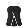 Damestanks vrouwen kanten trim split camisole y2k vintage cactus grunge tanktops bijgesneden buis zomer slanke fit zwart camis vest fairycore