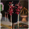 Hair Clips Red Fairy Tassel Hairpin Chinese Wedding Accessories