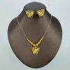 Halsbandörhängen Set Afrikanska gyllene pläterade smycken för damer Small Pendant och 2st förlovningsfödelsedagspresenter