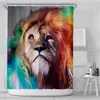 Rideaux de douche animaux bain Lion féroce léopard africain salle de bain décoration de baignoire décorative plusieurs tailles