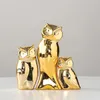 Dekorativa föremål Figurer Gold Owl Family Figures Miniatyres Lovely Ornament Home Decor Hand-Made Creative Crafts Home Decor Gift Animal Model 231113