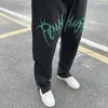 Mens Pants High Street Wash Embroidery Hip Hop Black Jeans Mens Loose Straight Tube American Hiphop Side Zipper Floor Pants 230413