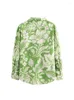 Women's Blouses Green Floral Women Boho Shirts 2023 Fashoin Ladies Vintage lange mouwtoppen Y2K vrouwelijk chic shirt casual