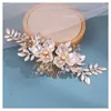 Grampos de cabelo tiara de casamento cor dourada metal flor hairbands strass pentes em forma de u varas para acessórios de noiva