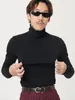 Camisolas masculinas malhas pulôver preto simples casual versão solta versátil retro roupa interior térmica alta pescoço desgaste interno outono inverno