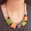 Anhänger Halsketten Frauen Vintage Ethnische Aussage Lätzchen Halskette Geometrische Leiter Holzperlen Anhänger Mode Kragen Halsschmuck