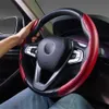 Atualizar 1 par vermelho de fibra de carbono olhar universal volante do carro capa antiderrapante acessórios de decoração interior automóvel