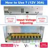 12V 30A DC Universal Switching Power Supply 360W لـ CCTV Radio Computer Project Project LED Strip Lights 3D Crestech