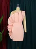 Casual Dresses Women Pink Dress Party Ruffle Stylish Occasion Celebrate Sleveless Mesh Patchwork Elegant Slim Summer Homecoming Robe Gowns 230413