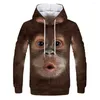 Hoodies masculinos gráfico streetwear tem um chapéu oversized ventilar sem zíper impressão 3d animal internet celebridade macaco