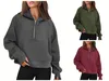 Sweat à capuche de yoga de mode femmes automne et hiver plus vestes d'épaississement de velours sweats à capuche sport demi-fermeture à glissière pull vêtements courts en vrac