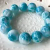 Strand Genuine Natural Blue Larimar Redes redondas de alta qualidade 16 mm Certificado de pulseira Mulheres Mulheres