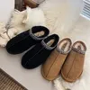 Mulheres Designer Chinelo Inverno Lã De Carneiro Botas De Neve Integradas Sola Grossa Chinelos Australianos Sapatos Baixos Mulher Casual Fora Chinelos De Couro