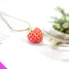 Pendant Necklaces Cute Strawberry Ceramic Necklace Ladies Girl Sweet Fashion Wax Rope Sweater Chain 2023