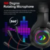 Mobiltelefonörlurar REDRAGON HYLAS H260 RGB SPEL Hörlurar 35mm Surround Sound Computer PC -headset Mikrofon för PS4 Switch Xboxone 230412