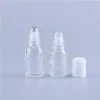 زجاجات تخزين قابلة لإعادة ملء 100 مل 50 مل 30 مل 20 مل 15 مل 10 مل 5 مل شفرة الشفافة لفة زجاجية مع كرات أسطوانة معدنية