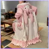 Indumenti da notte da donna Femme Ears Warm Kawaii Homewear coreano Camicie da notte Velluto Spessa Camicia da notte Corallo Tasca invernale Donna Sleepshirts