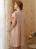 Vêtements de nuit pour femmes femmes filles princesse sommeil robe coton volants rétro Vintage robe de nuit à manches courtes doux mignon Kawaii ample victorien