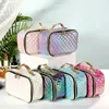 Cosmetic Bags fashion pu portable cosmetic case makeup bag casual square lattice women storage wash 231113